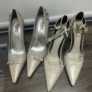 2 Pair: Carlos by Carlos Santana Women's Pointed Toe Pumps in Light Gray
